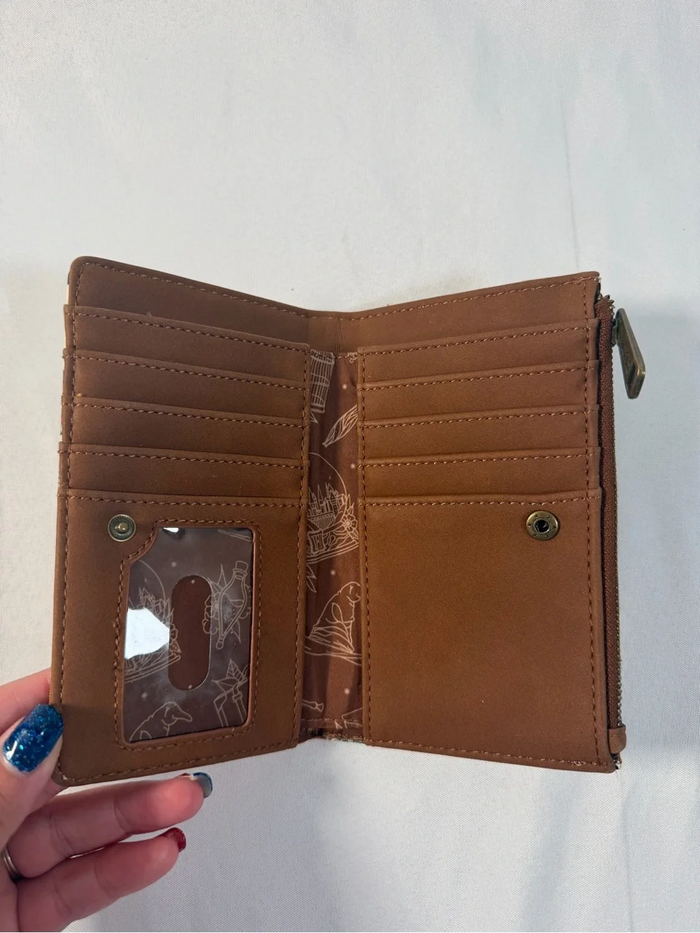 Loungefly Harry Potter Tattoo Print Faux Leather Bi-fold Wallet Cream White